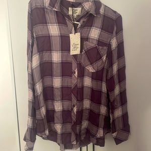 Cosmic Blue Love button down flannel shirt